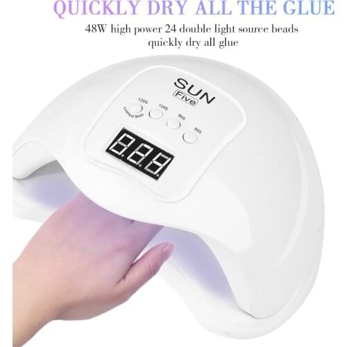 Sunfive USB 48W Led Uv Light Nails Dryer for Manicure Gel Polish Curling Drying 4timers Auto Sensor Gel Varnish Profesional Tool