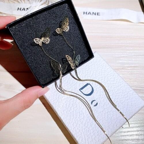Unique Style Super Long Drop Earrings Fashion New Woman Butterfly Dangle Earrings Big Girls Trendy Accessories