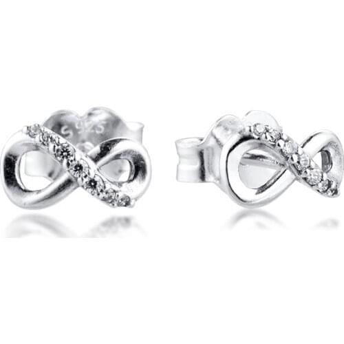GPY Earrings for Women Sparkling Infinity Stud Earring Pendientes Kolczyki Earings Aretes Brincos 925 sterling silver Jewelry