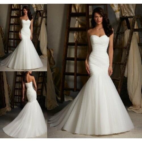 Free shipping bandage 2019 New Style White/Ivory mermaid sweetheart princess bride Bridal Gown Custom made bridesmaid dresses