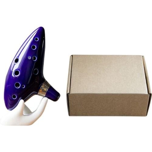 OOTDTY 1Set 12 Hole Purple Ocarina Ceramic Alto C Legend of Ocarina Flute Musical Instrument Accessories Repair Parts