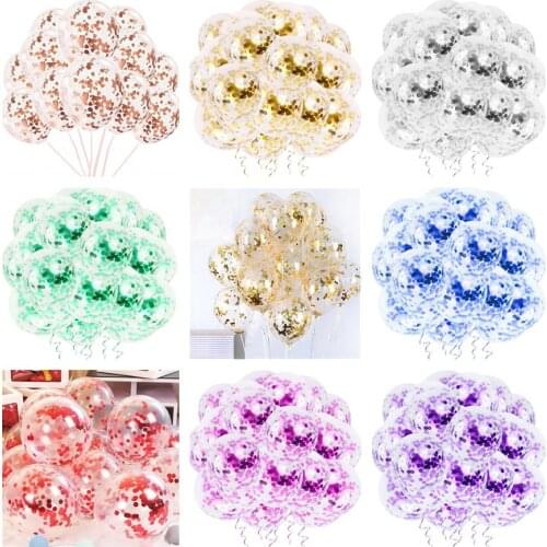 12pcs Rose Gold Confetti Latex Balloons Wedding Decorations Birthday Party Gold Star Confetti Decor Supplies Kids Adult Globos