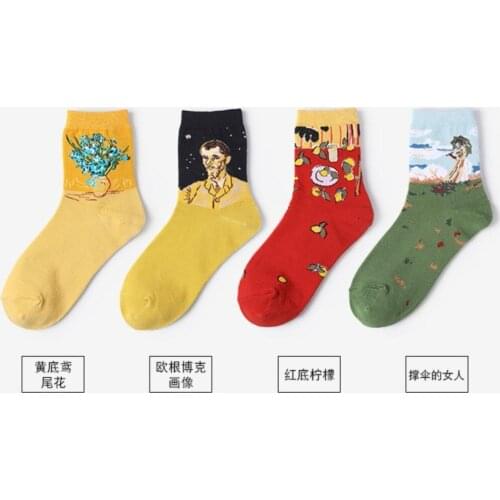 120paris/lot women new fashion oil painting flower vase sock/paint socks