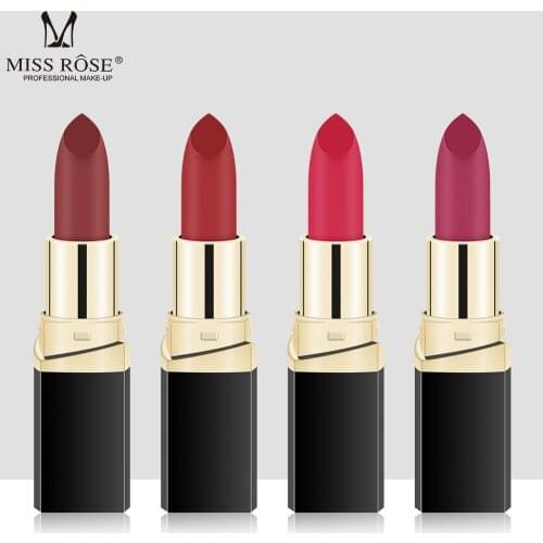 3pcs MISS ROSE Lipstick Matte Long Lasting Makeup Moisturizer Waterproof Water-Resistant Hot Selling Cosmetic Gift for Girl