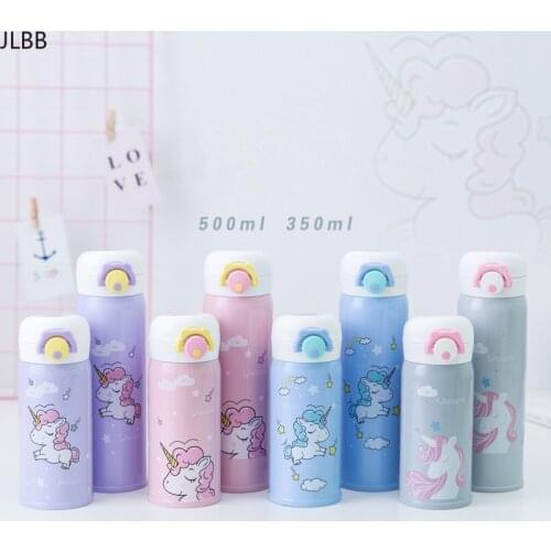 350/500ml Stainless Steel Thermos Childrens Cups Cartoon Unicorn Vacuum Flask Thermo Kids Water Bottle Tea Mug Thermocup,Q