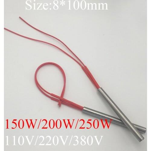 8x100 8*100mm 150W 200W 250W AC 110V 220V 380V Stainless Steel Cylinder Tube Mold Heating Element Single End Cartridge Heater