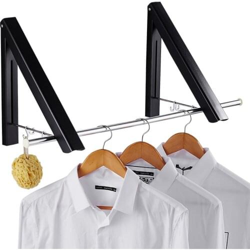 Punch-free Space Aluminum Foldable Invisible Thickening Drying Rack Bathroom Balcony Wall Hanging Clothes Rack Hanger Anti-rust