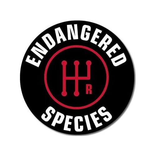 American Vinyl Round Stick Shift Endangered Species Sticker (Detroit car Drive Manual Gear)