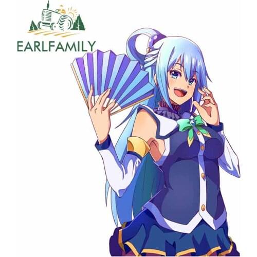EARLFAMILY 13cm x 9.6cm for Aqua Konosuba Fan Personality Car Stickers Anime Air Conditioner Decal for Bumper Windshield Trunk