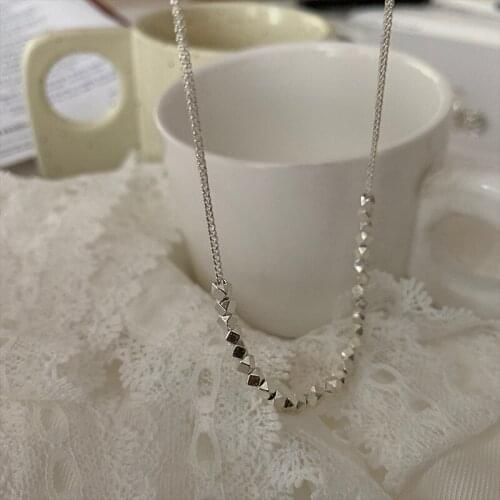 Binmonray 925 Sterling Silver Irregular Polygon Small Stone Clavicle Chain Women Geometry Cube Sugar Elegant Necklace Jewelry