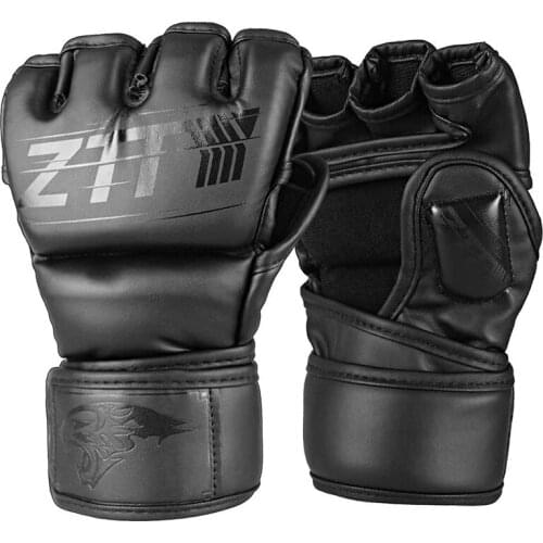 Half Finger Boxing Gloves PU Leather MMA Fighting Kick Boxing Gloves Karate Muay Thai Training Workout Gloves Men