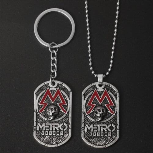 Game Metro Exodus Keychain & Necklace Vintage Metal Pendant Dog Tag Jewelry Men Car Accessories Keychain Gifts