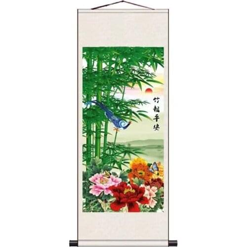 Ink Bamboo Scroll Decorative Painting Living Room Home Office Decor Wall Paintings Vintage Bedroom Decor Wall Art Canvas Posters