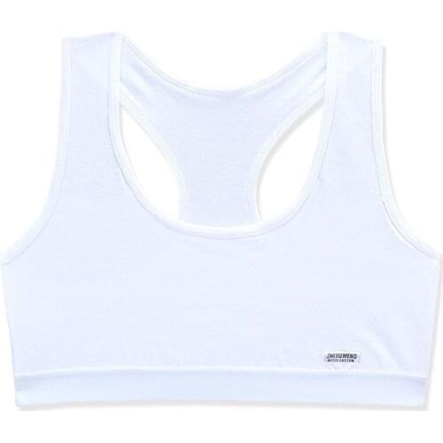 Girls Black White T-Shirt Cotton Topic Solid Color Underwear Teenage Training Bra Vest Great Elastic Gift