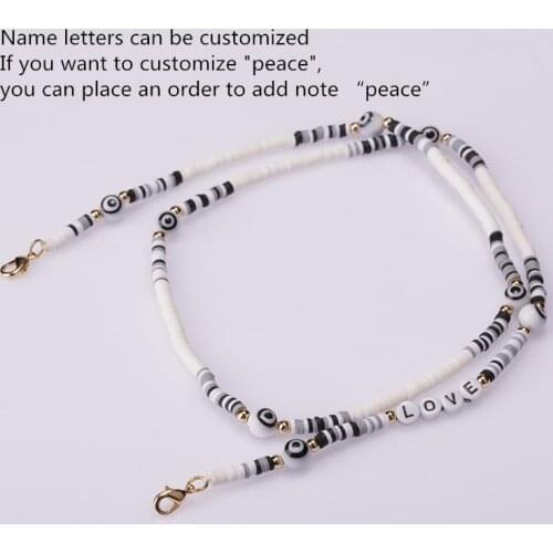 Black Pink Red Multil-color Evil Eye 26 Letters With Customizable Name Word Beads Charms Rice Beads Mask Lanyard For Women Men