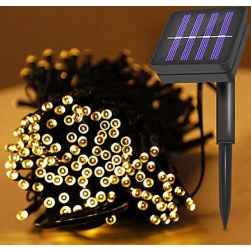Decoration Garden Outdoor Solar String Lights 8 Modes Waterproof Garland for Christmas Home Patio Party Wedding Yard Warm White