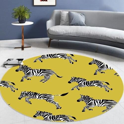 Zebra Rug 3D Animal Tiger Round Carpet Floor Coverings Children’s Play Mat Girls Living room Mat For Tent Computer Chair Pad