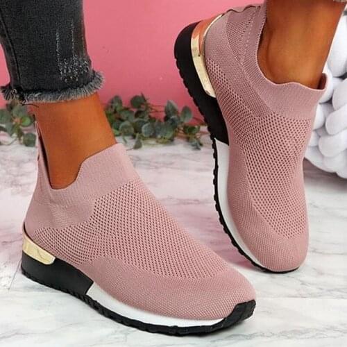 Women Shoes 2021 Fashion Mesh Platform Sneakers Socks Size 43 Woman Vulcanize Shoes Breathable Socofy Casual Flats Zapatos Mujer