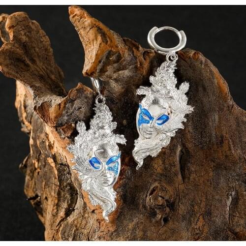 Personality Silver Color Mask Dangle Earrings for Men Women Gothic Vintage Drop Earrings Unisex Party Jewelry Punk Earrings