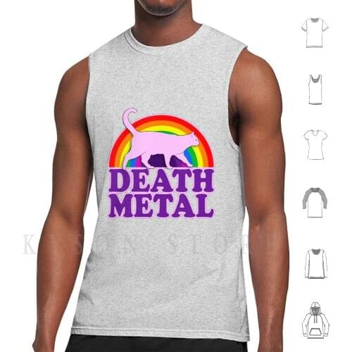 Death Metal Tank Tops Vest 100% Cotton Cat Cats Kitten Kitty Metal Cats Band Music Cat Lover Funny Cat Kitty Cat Kitty