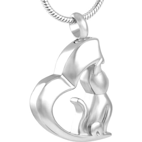 MJD8132 Cat Animal Shape Pet Keepsake Memorial Ash Necklace Crematon Jewelry (Pendant Only)