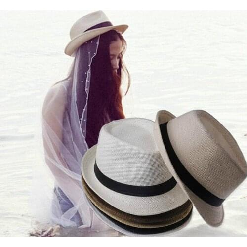 Fashion Summer Straw Sun Hats Gangster Cap Summer Beach Cap Sombrero Travel Sunhat