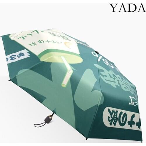 YADA INS Fashion New Design Banana Milk Automatic Umbrella Fold Women UV Rainproof Umbrella Parasol Rain Sun Umbrellas YD200183
