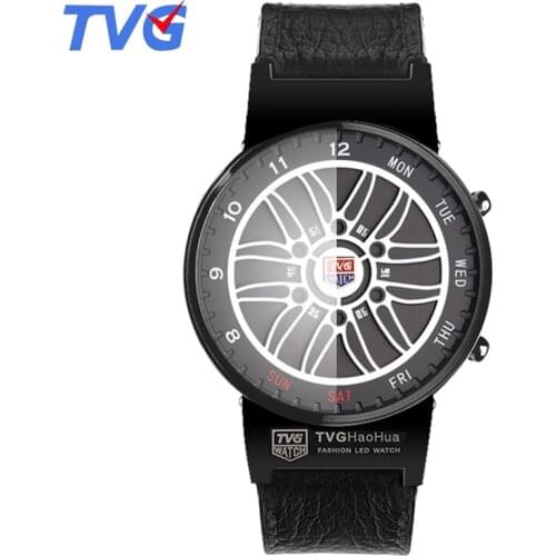 Men watches quartz Waterproof Unique LED display Silicone Strap digital Time TVG X6 Fashion Stainless steel case man clock gift