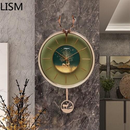 Wall Clock Deer Modern Design Nordic Round Wall Clock Quartz Silent Art Home Decor Living Room Decoration Orologio Da Parete