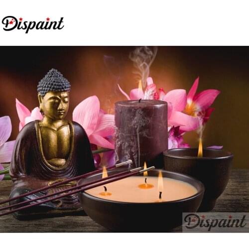 Dispaint Full Square/Round Drill 5D DIY Diamond Painting "Buddha flower" Embroidery Cross Stitch 3D Home Decor A10387