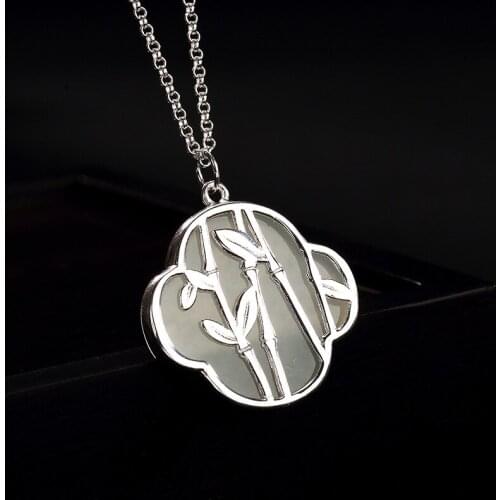 2018 New silver S925 sterling silver gilt Ruyi bamboo natural and Jade high-end ladies' pendant chain set wholesale