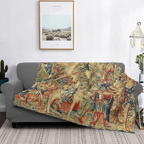 Medieval Tapestry Throw Blanket Baby Blanket 90X200 Quilted Bedspread 220 X 240 Double Blanket Love Blanket Gown
