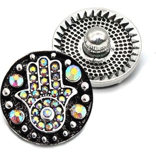 Wholesale Fatima 029 18mm metal Rhinestones snap button for bracelet necklace watches women one direction DIY jewelry