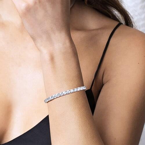 OTIY S925 Sterling Silver 3mm VVS D Certificated Moissanite Diamond Tennis Bracelet Iced Out Bling Women Jewelry