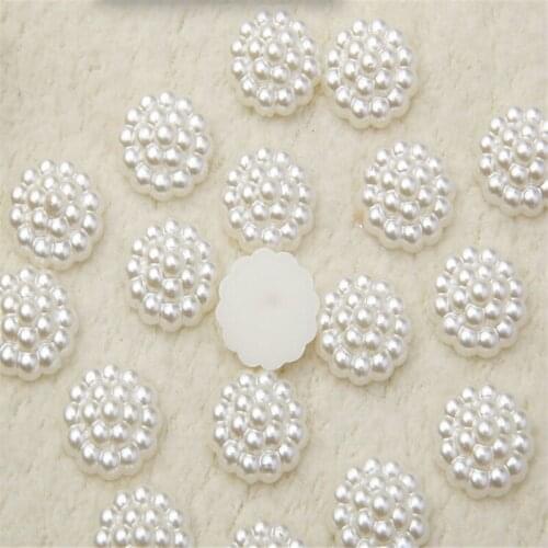 12MM Ivory ABS Imitation Flower Flat Back Half Round Pearls Beads Faux Pearl E454