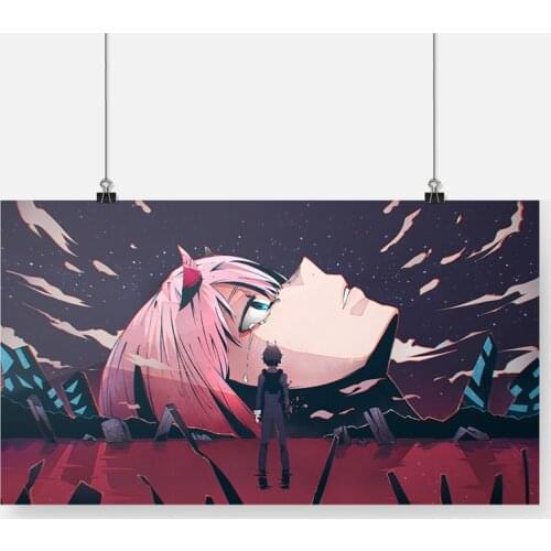 Darling in the Franxx 02 Zero Two Anime Poster Framed Wooden Frame Canvas Painting Wall Art Decor Study Home Decoration Prints