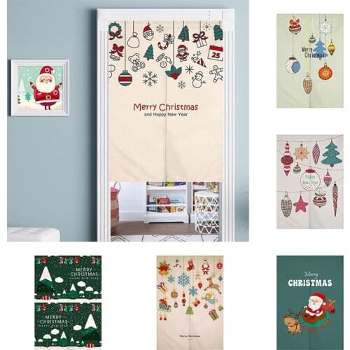 Christmas Door Curtain Partition Curtain Non Punching Festival Decoration Bedroom Kitchen Fabric Half Panel Doorway Curtain