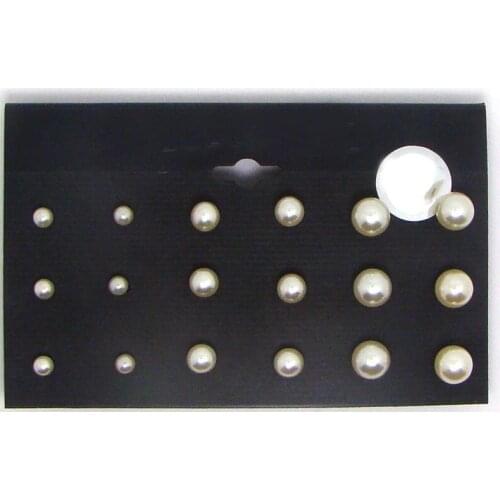 Multi sizes round ivory pearls stud earrings for women hot selling fashion ornament earring jewelry 9Pairs set