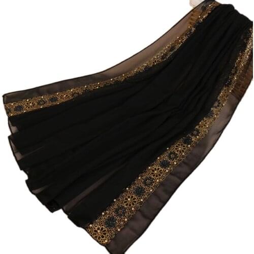 Plain Lurex Pearl Floral Bubble Chiffon Shawl Scarf Women Fashion Glitter Gold Ball Pom Pom Bufandas Mujer Headband Muslim Hijab