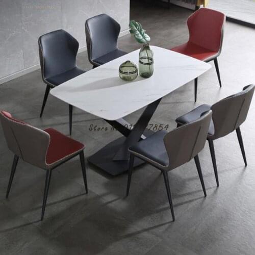 Modern Minimalist Dining Chair Home Back Chair Soft Bag Leather Hotel Cafe Light Luxury Dining Table And Chair Hot-selling Resta