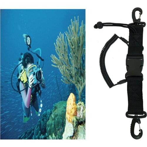 Scuba Diving Coil Springs Camera Lanyard Spiral With Clips and QR Buckle For Underwater Housing Flashlight Torch