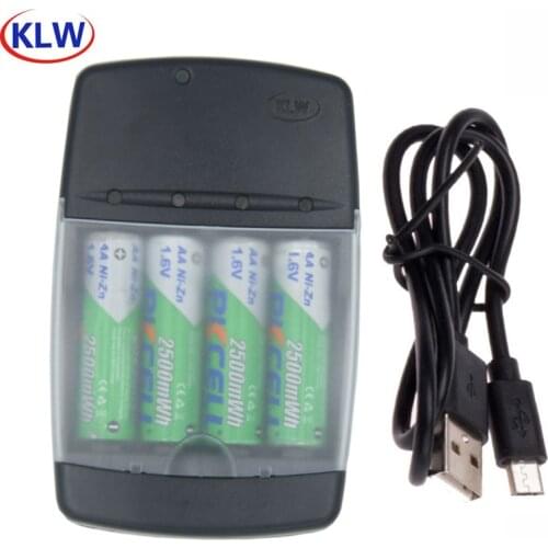 4 Slot Individual AA/AAA AAAA Ni ZN USB Smart Battery Charger with LED Indicator Fast Charging EU/US Plug