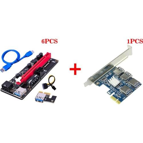 VER009S USB 3.0 PCI-E Riser Express 1X 4x 8x 16x Extender Riser Adapter Card SATA 15pin to 6 pin Power Cable for Mining