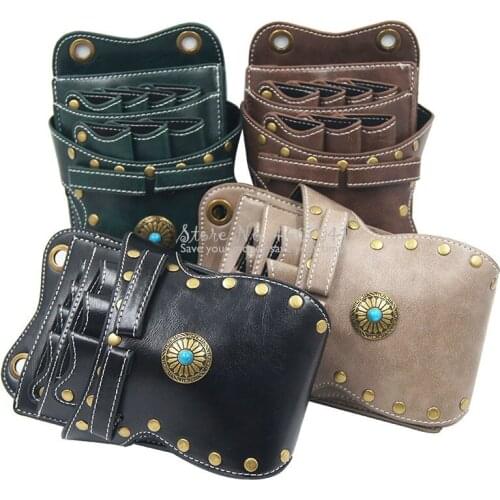 High Quality PU Leather Barber Hair Scissors Pet Scissors Bag Salon Hairdressing Holster Pouch Case Hair Styling Tools