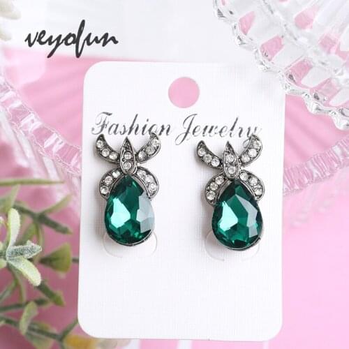 Veyofun Fashion Crystal Stud Earrings for Women Jewelry Brinco Wholesale New