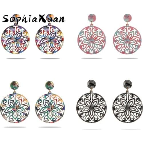 SophiaXuan Plumeria Drop Earrings Womens Fashion Colorful Flower Polynesian Acrylic Jewelry Resign Earring for Women Wholesale