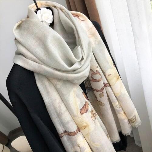 Ring 100% cashmere Scarf Women Luxury Brand Printed Floral Thin Autumn Winter Spring Painting Big Fashion Large Size Shawl