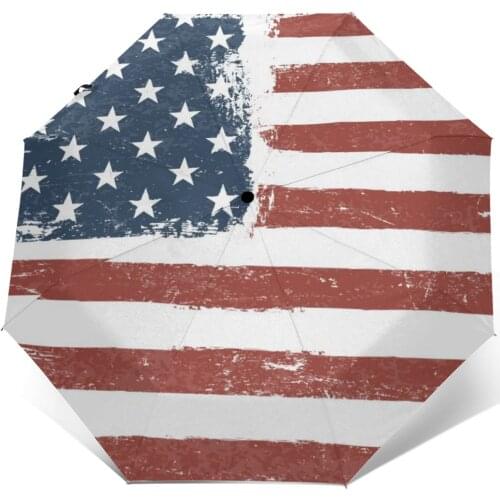 Sunny Umbrella American Flag Grunge Automatic folding portable men women umbrella Sunscreen rain Windproof beach parasol