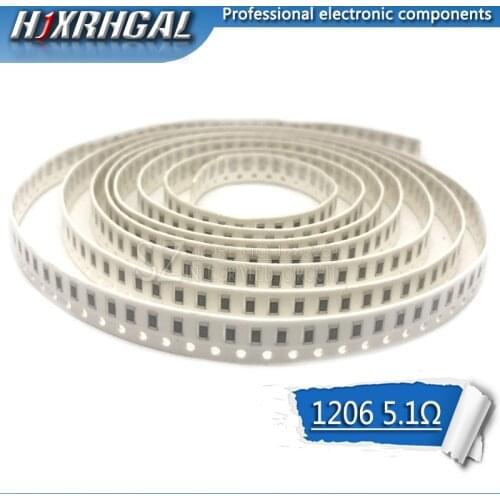 100PCS 1206 SMD Resistor 5.1 ohm chip resistor 0.25W 1/4W 5R1 5.1R hjxrhgal