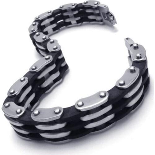 22.5cm Fashion Square Black Design Stainless Steel Bracelet Charm Unisex Handsome Bracelet Accessories